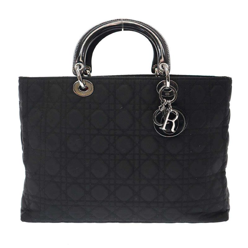 Christian Dior Vintage Quilted Cannage Tote Bag Black