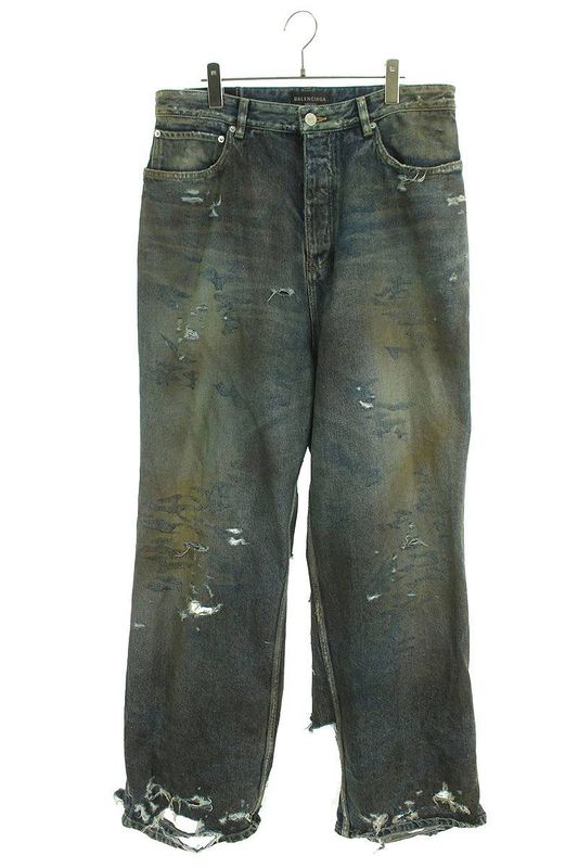Balenciaga 23SS 745248 Tnw01 Superdestroyed Large Fit Baggy Denim Pants Men's M