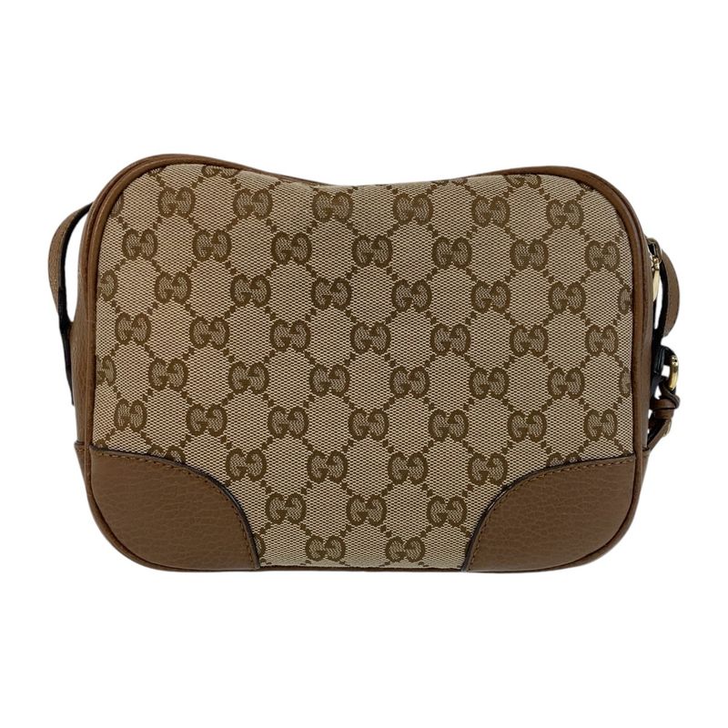 Gucci Brown Gold Hardware GG Canvas/leather 449413 Crossbody Shoulder Bag