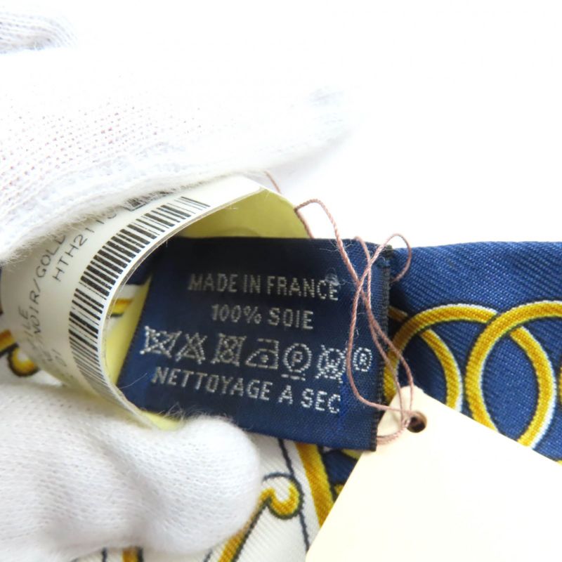 Hermes Twilly Lift Profile Lift Profile 100% Silk Marine/noir/gold Scarf With