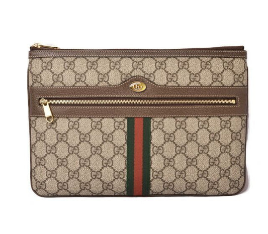 Gucci Brand Bag Unused Preowned Clutch Bag Clutch Pouch GG Supreme Brown Beige