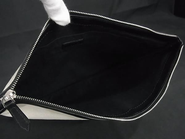 Balenciaga 373834 Navy Clip M Canvas Clutch Bag Second Bag Beige