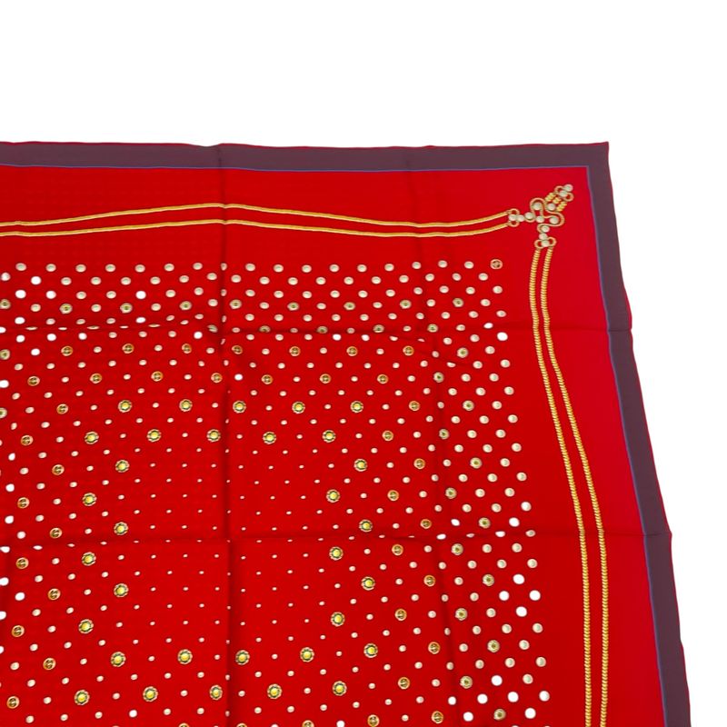 Chanel Large Silk Scarf Coco Mark Red With Box