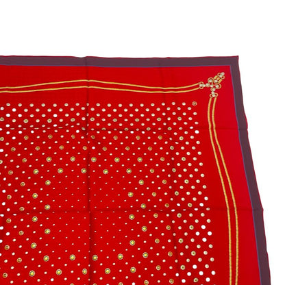 Chanel Large Silk Scarf Coco Mark Red With Box