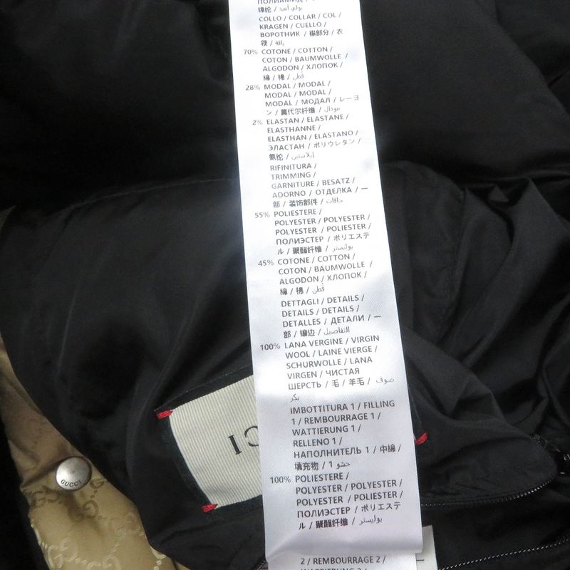 Gucci 590744 GG Logo Sideline Hooded Down Coat Bench Coat Bordeaux Blue Gold 50