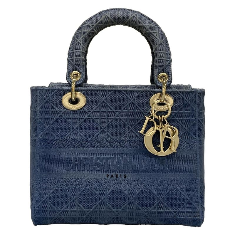 Dior/christian Dior Handbag Lady Dior Medium Bag Blue Gray