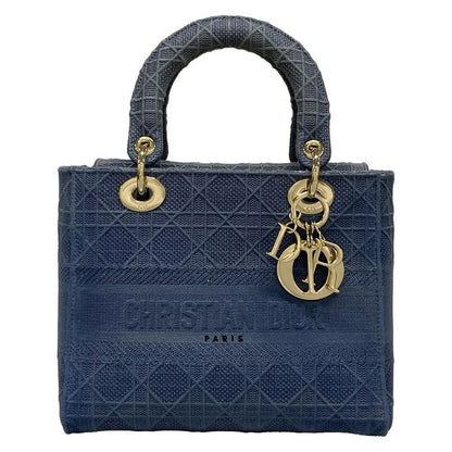Dior/christian Dior Handbag Lady Dior Medium Bag Blue Gray