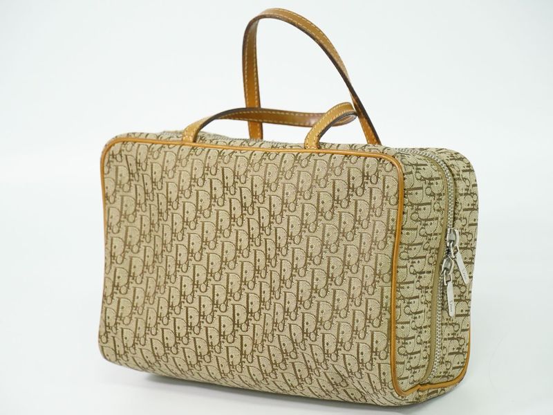 Authentic Christian DIOR Trotter Handbag Canvas Beige Trotter Bag Pre-owned
