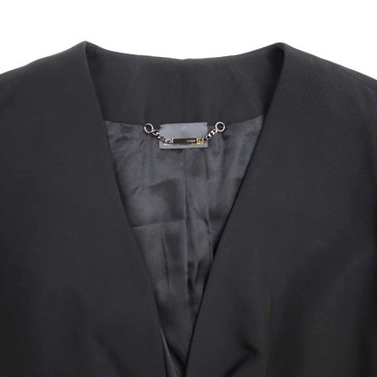 Fendi Leather Pockets Collarless Jacket Fj6359 N6f Black 44