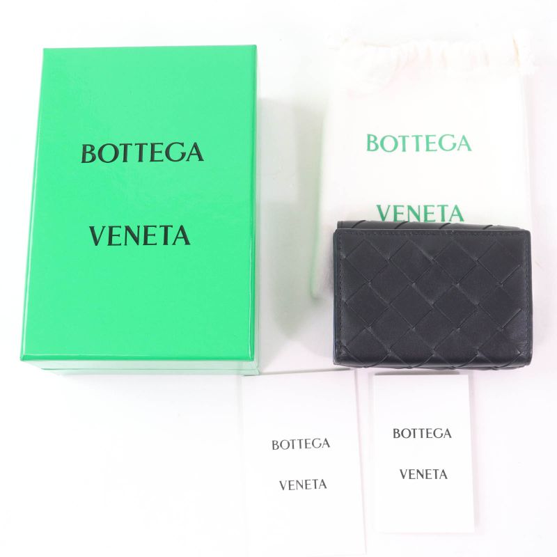 Bottega Veneta Leather Intrecciato Tiny Trifold Wallet Compact