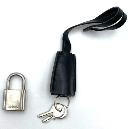 Prada Handbag Shoulder Bag Black Wool Tweed Leather Women Fashion