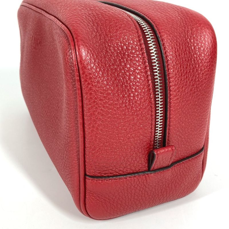 Fendi Second Bag Logo 7as378 Leather Red