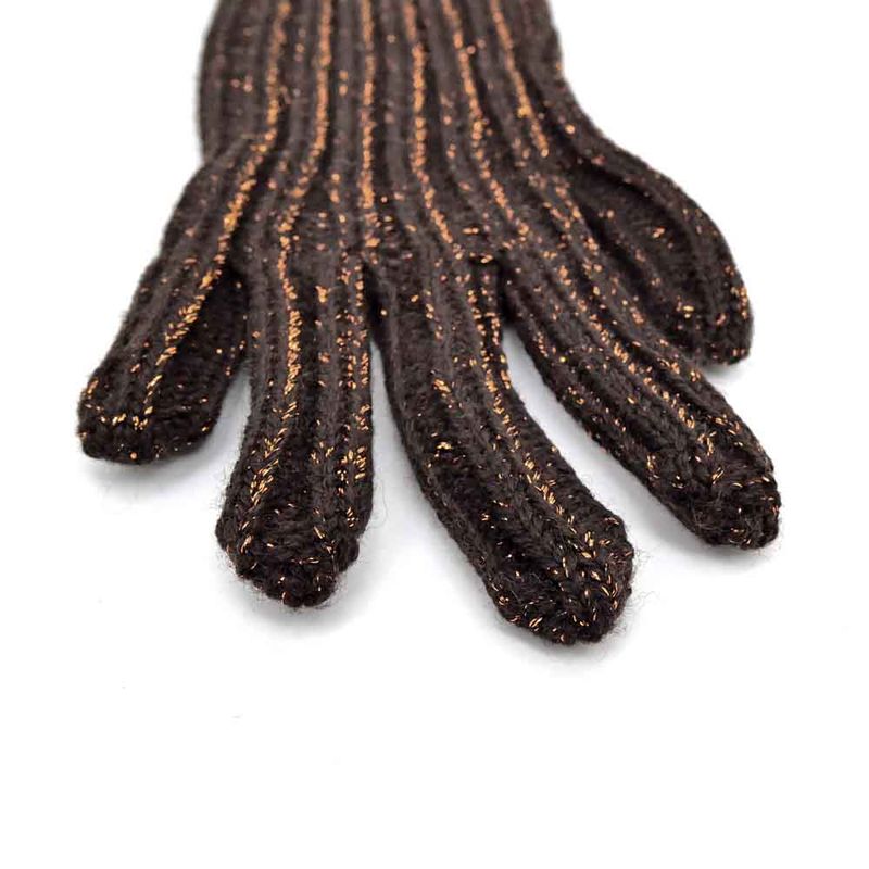 Prada Long Gloves Brown Orange Lamé Gloves S Ladies Women
