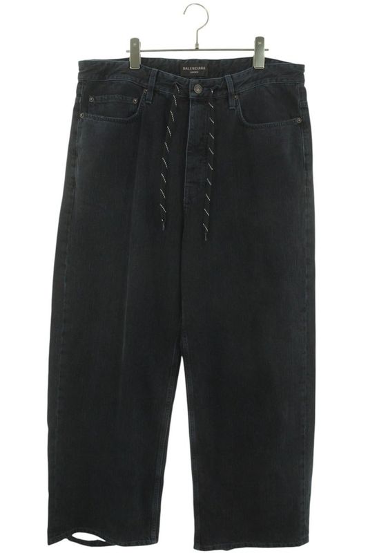 Balenciaga 24SS 786643 Tqw59 Drawcord Oversized Wide Baggy Denim Pants Men's XXS