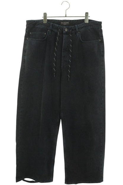 Balenciaga 24SS 786643 Tqw59 Drawcord Oversized Wide Baggy Denim Pants Men's XXS