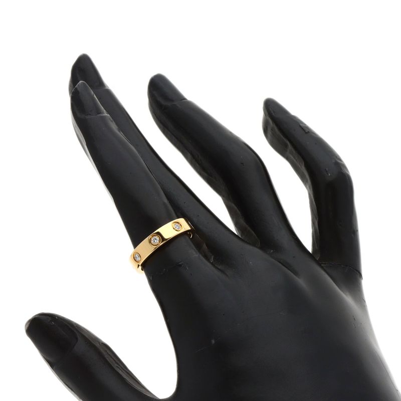 Cartier Mini Love Ring Full Diamond #48 Ring And Ring 18K Yellow Gold Ladies