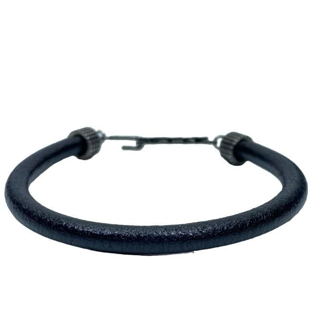Saint Laurent Opium Bracelet Bangle Jewelry Logo Metal Leather Black