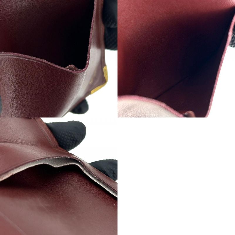 Cartier Wallet Must Leather Bordeaux Fold Logo Compact Women Men Cartier