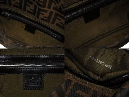 Fendi Mamma Baguette Bag Zucca Pattern Canvas Leather Brown Silver — view 8