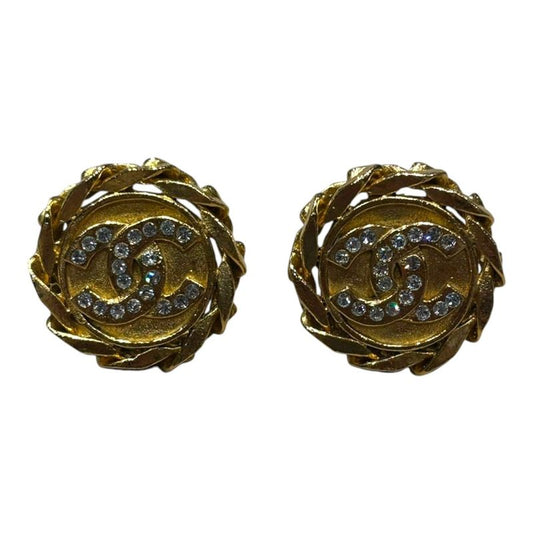 Chanel 2 3 Coco Mark Stone Earrings Ladies Gold FREE