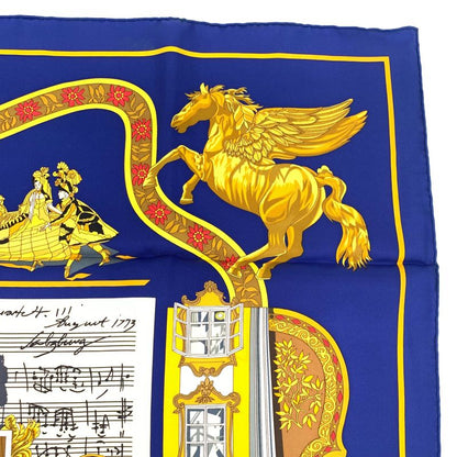 Grade Hermes Carre 90 In Salzburg Scarf 100% Silk Royal Blue