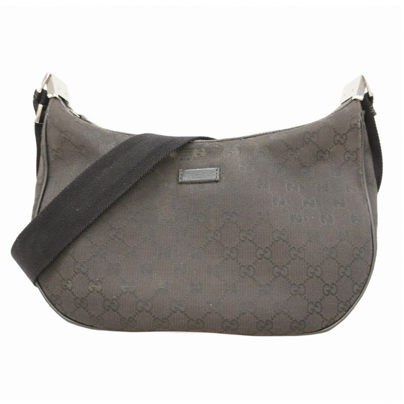 Gucci Shoulder Bag GG Canvas 122790 Canvas Black Silver Hardware Women