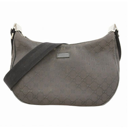 Gucci Shoulder Bag GG Canvas 122790 Canvas Black Silver Hardware Women