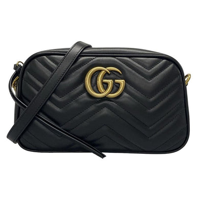 Gucci Shoulder Bag GG Marmont 447632 Black Quilted Leather