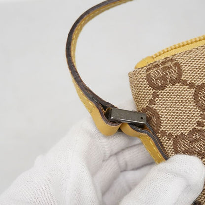Gucci Handbag GG Canvas 07198 Canvas Brown Yellow Silver Hardware Women