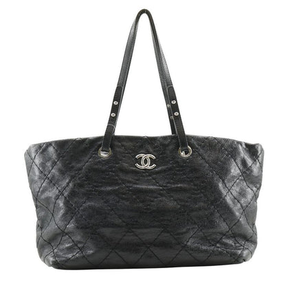 Chanel On The Road Coco Mark A48019 Leather Black Women's Tote Bag