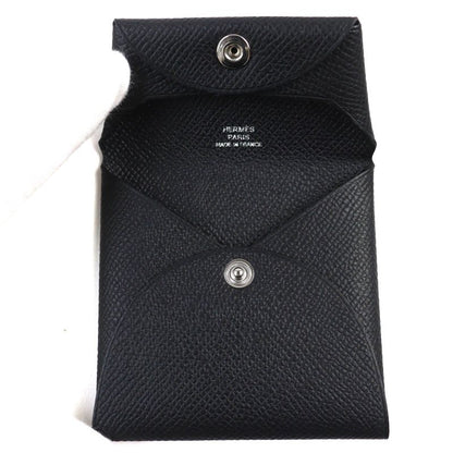 Hermes Bastia Vaux Epson Coin Case Black With W Engraved Box Made In France
