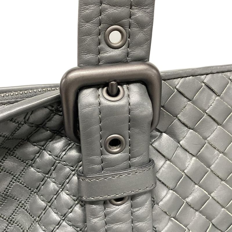 Bottega Veneta Intrecciato Dark Gray Leather Handbag