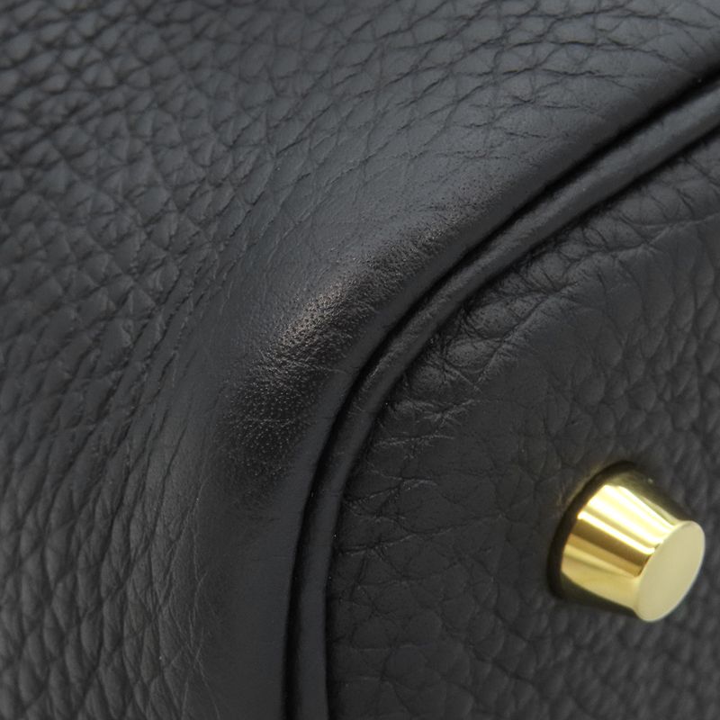 Hermes Handbag Picotin Lock MM Taurillon Clemence Black Gold Hardware Black