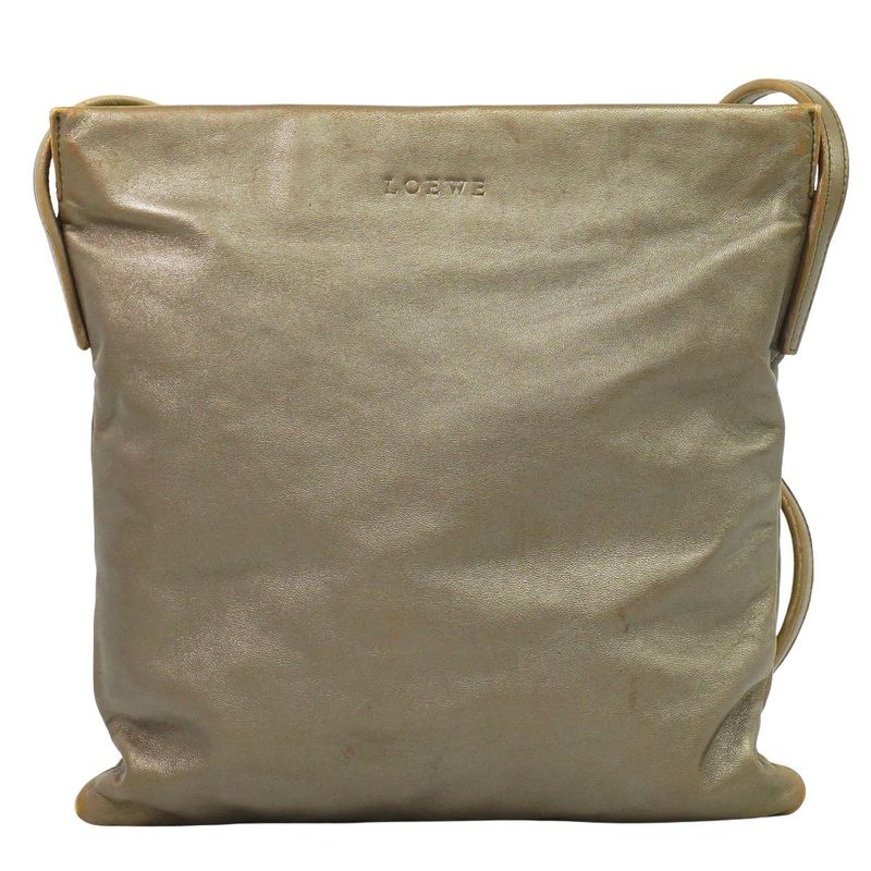 Authentic Loewe Leather Shoulder Bag Brown Bag Pre-owned [follow-up Discount