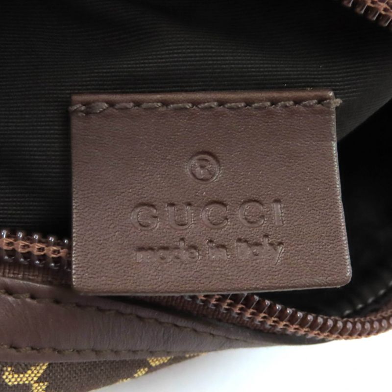 Gucci 002058 GG Canvas Leather Use Cosmetic Pouch Brown With Box Made In Italy