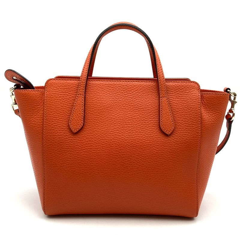 Gucci 368827 Swing Small Handbag Shoulder Bag 2way Orange Leather Women
