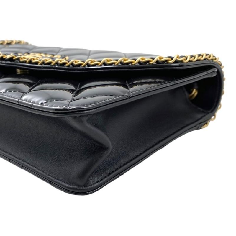 Chanel Shoulder Bag Heart Chain Ap4900 Matelasse Patent Enamel Coco Mark Black