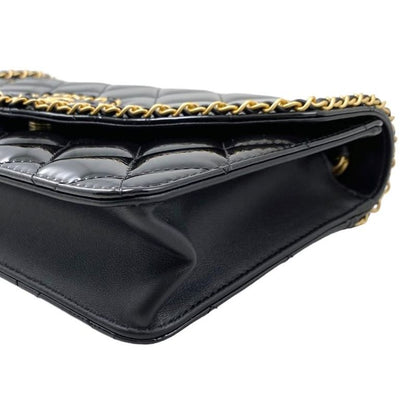 Chanel Shoulder Bag Heart Chain Ap4900 Matelasse Patent Enamel Coco Mark Black