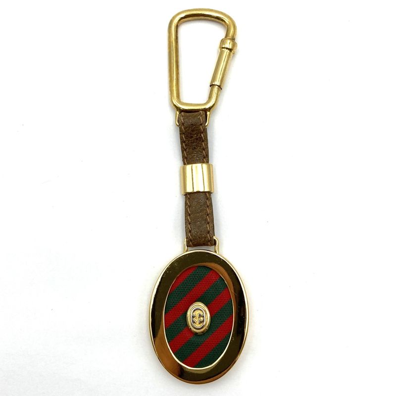 Gucci Key Holder Gold Hardware Retro Sherry Line Leather Brown Ladies Men