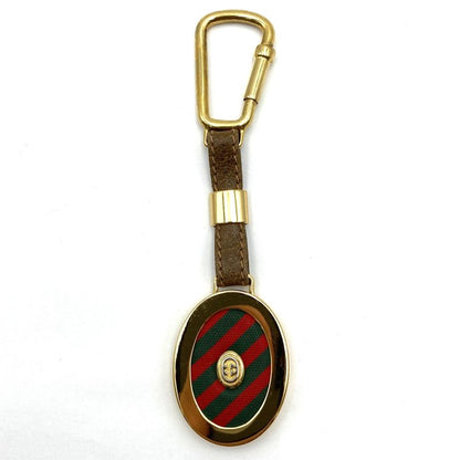 Gucci Key Holder Gold Hardware Retro Sherry Line Leather Brown Ladies Men