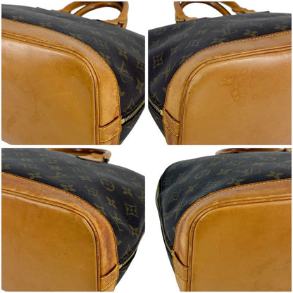 Louis Vuitton Alma Monogram Leather Handbag Mini Tote Bag Brown