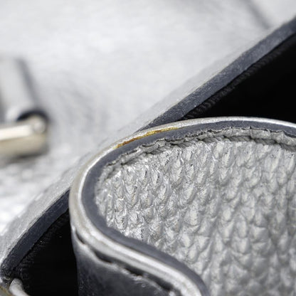 Celine Logo Plate Calf Silver Ladies Handbag