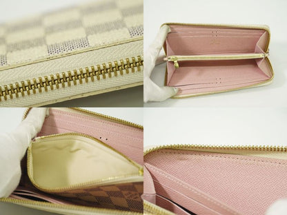 Authentic Louis Vuitton LV Portefeuille Clemence Damier Azure Long Wallet White