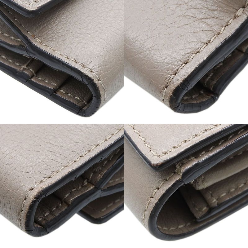 Fendi Bifold Wallet 8m0308 Peekaboo Leather Beige Glaze Gold Hardware Long