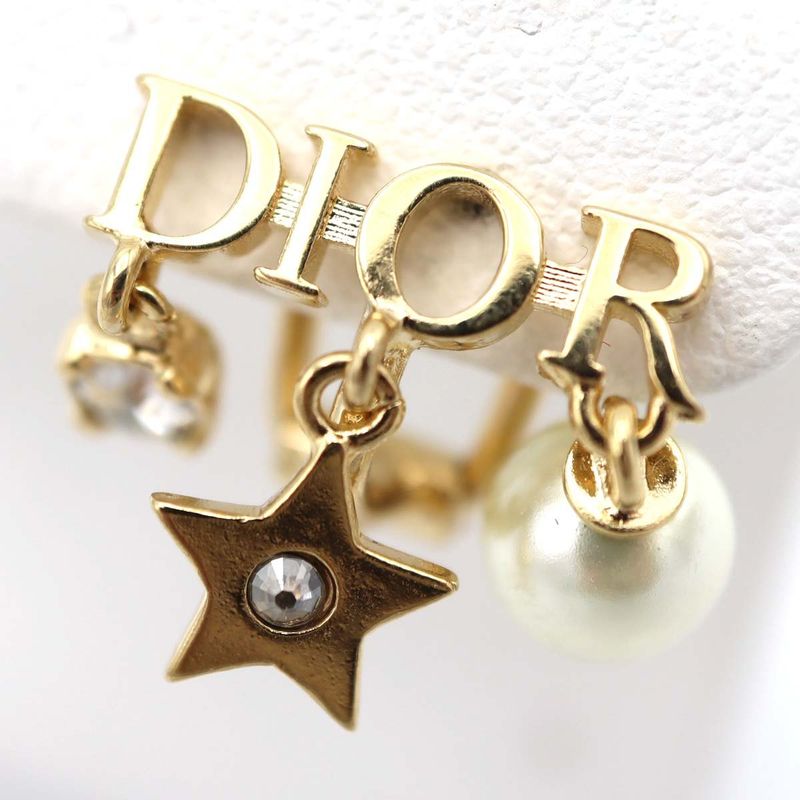Christian DIOR Earring Dio Revolution Rhinestone Faux Pearl Approx 3g Accessory