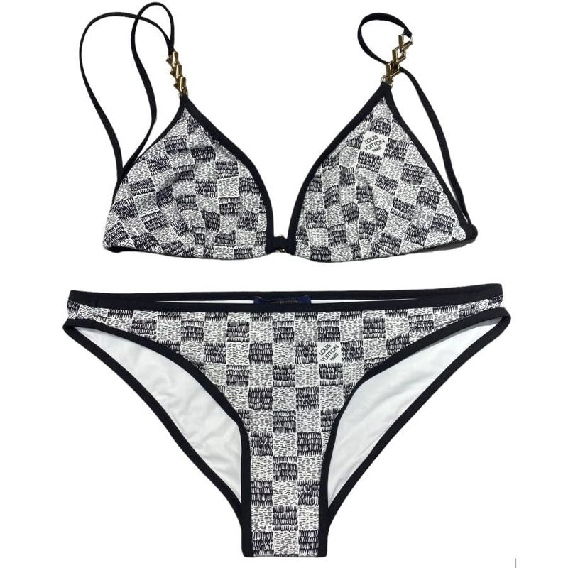 Louis Vuitton Fnsw33 LV Match Damier Swimwear Bikini Swimwear Top Bottom White