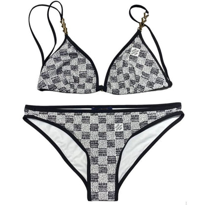 Louis Vuitton Fnsw33 LV Match Damier Swimwear Bikini Swimwear Top Bottom White