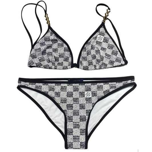Louis Vuitton Fnsw33 LV Match Damier Swimwear Bikini Swimwear Top Bottom White