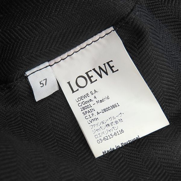 Loewe Hat Fisherman Hat Lambskin Leather Black #57 Silver Hardware Black Hat