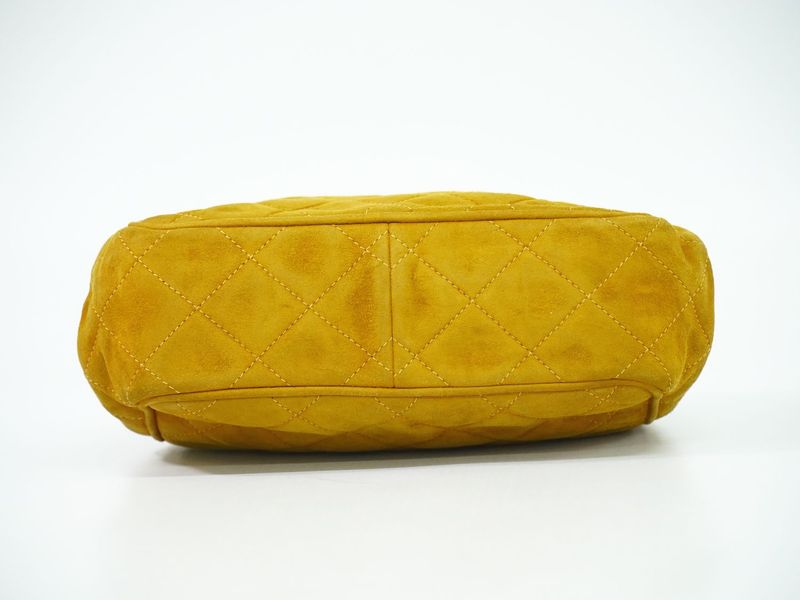 Authentic Chanel Coco Mark Chain Shoulder Bag Suede Leather Brownish Coco Mark